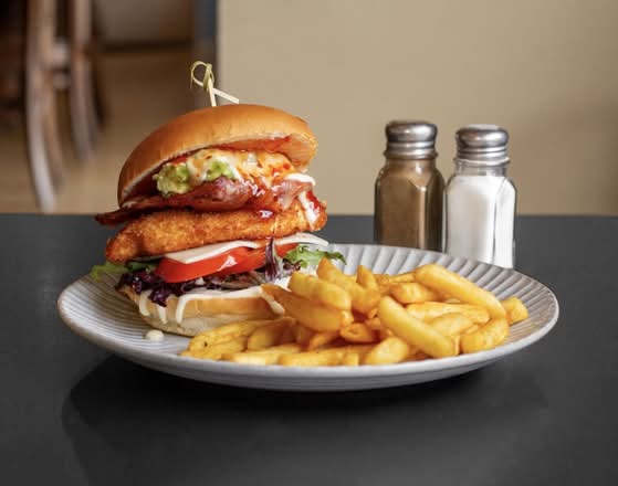 Chicken Schnitzel Burger at Breakwater Hotel Kitchen