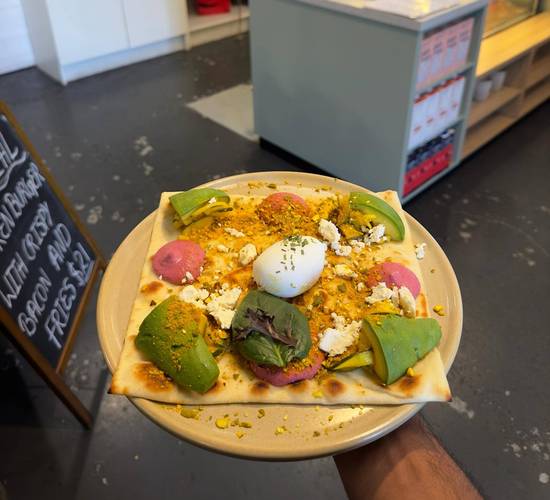 Avocado Flatbread (V)(VG) at Full Circle Belmont